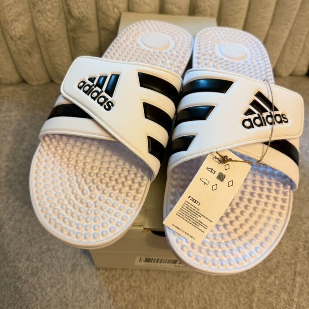 Adidas Unisex Adult Adissage Slides Sandal White SIZE US Men 17 NIB